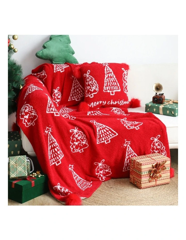 SOGA 2 Pack Red Christmas Tree Half Fleece Throw Blanket 130x180cm image 6