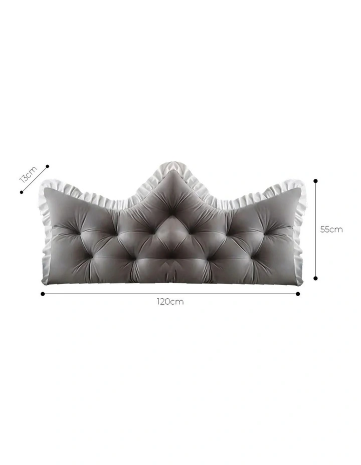 SOGA 2x 120cm Grey Tufted Crown Headboard Pillow Cushion Bed Backrest Bedroom Support Decor image 5
