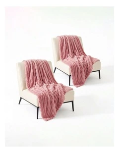 SOGA 2 Pack Pink Flannel Polyester Throw Blanket 150x200cm