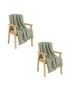 SOGA 2 Pack Sage Green Polyester Throw Blanket 45x35x12cm