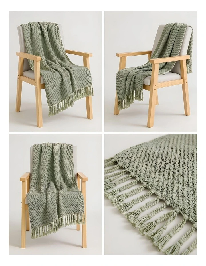 SOGA 2 Pack Sage Green Polyester Throw Blanket 45x35x12cm image 2