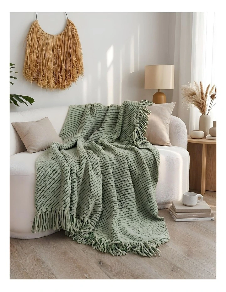 SOGA 2 Pack Sage Green Polyester Throw Blanket 45x35x12cm image 3