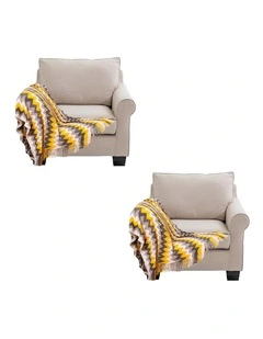 SOGA 2 Pack Yellow Zigzag Striped Knitted Throw Blanket 130x220cm