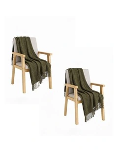 2 Pack Army Green Polyester Throw Blanket 40x30x6cm