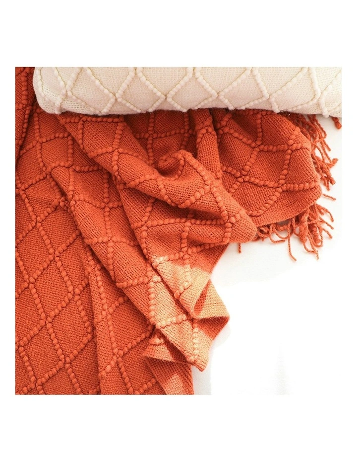 SOGA Red Diamond Pattern Knitted Throw Blanket 130x230cm image 4