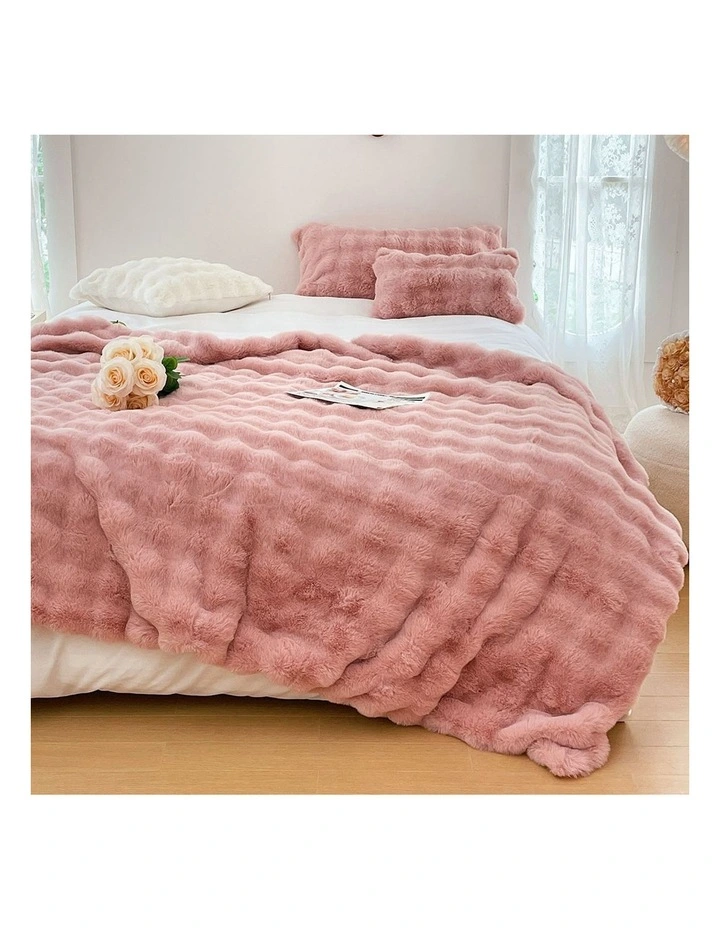SOGA 2 Pack Pink Fur Fuzzy Throw Blanket 200x230cm image 3