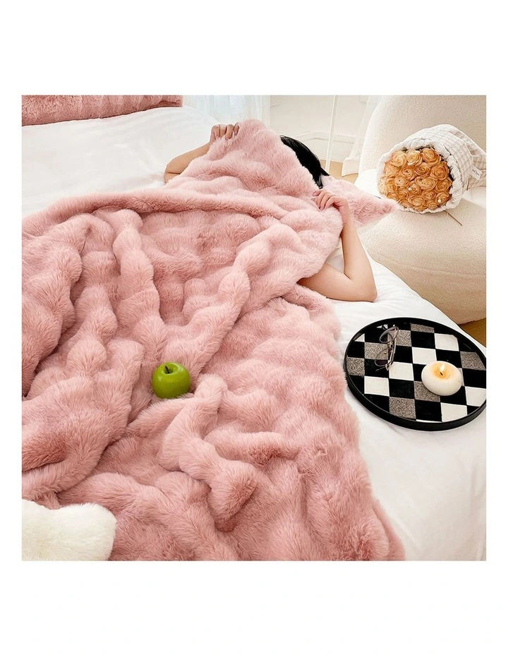 SOGA 2 Pack Pink Fur Fuzzy Throw Blanket 200x230cm image 6