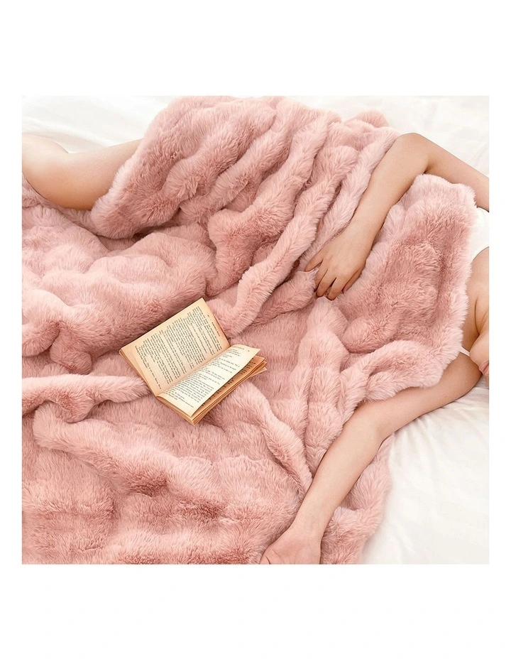 SOGA 2 Pack Pink Fur Fuzzy Throw Blanket 200x230cm image 7
