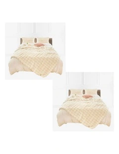 SOGA 2 Pack Creamy White Fur Fuzzy Throw Blanket 200x230cm