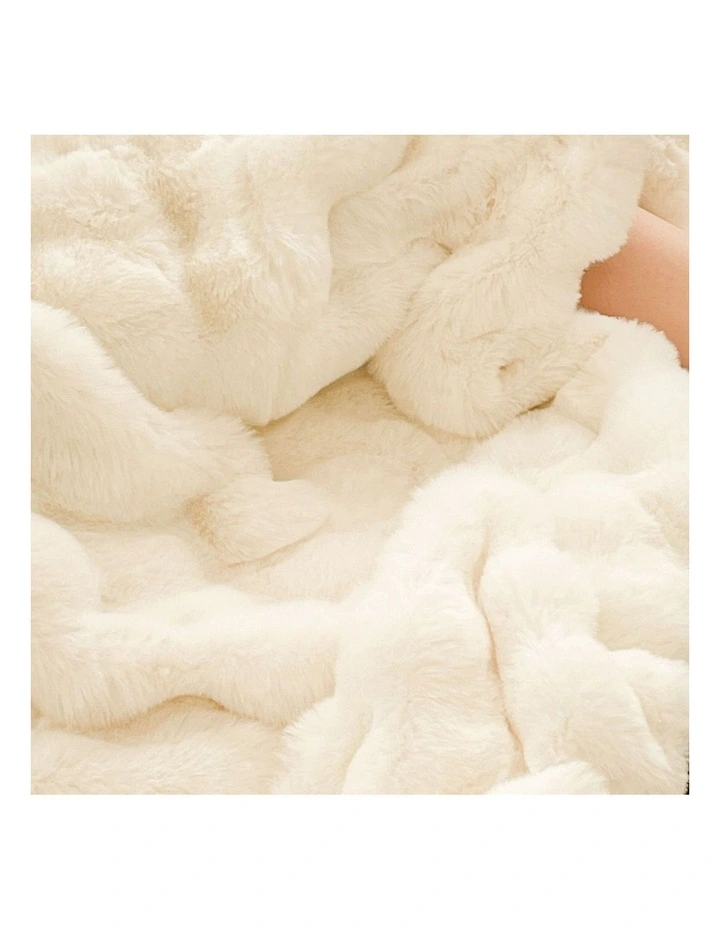 SOGA 2 Pack Creamy White Fur Fuzzy Throw Blanket 200x230cm image 6