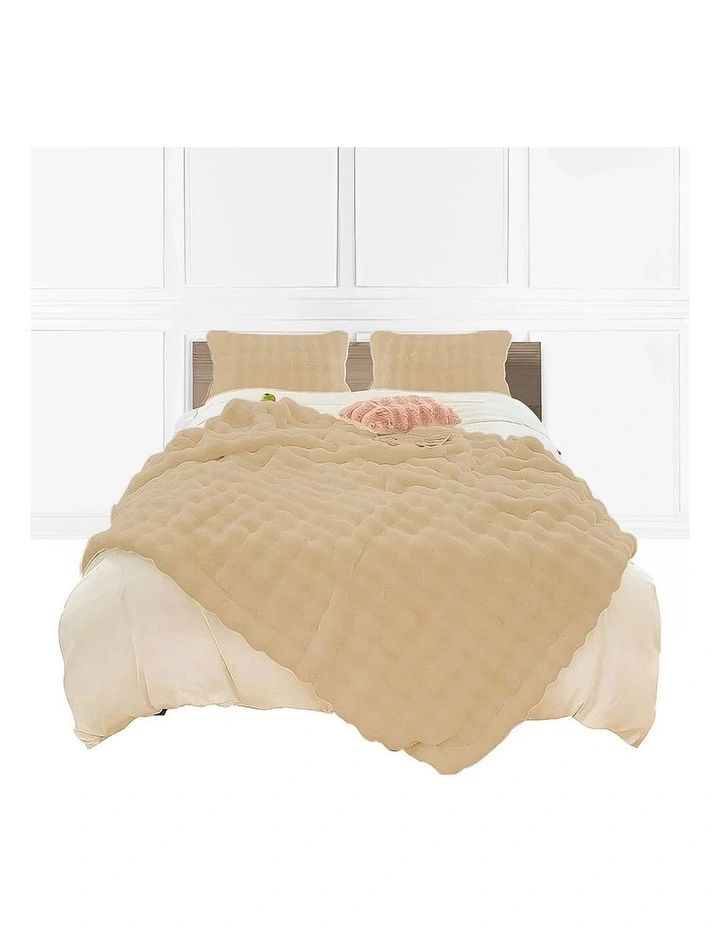 SOGA Coffee Double Layer Rabbit Fur Throw Blanket 160x200cm image 1