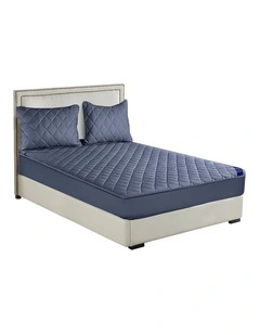 SOGA Blue 138cm Wide Cross Mattress Cover Bed Sheet with Pillow Covers