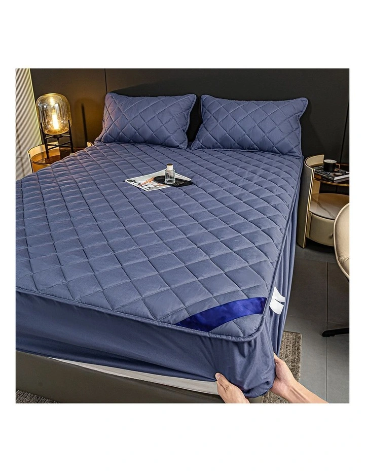 SOGA Blue 138cm Wide Cross Mattress Cover Bed Sheet with Pillow Covers image 7