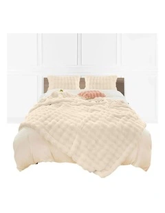 SOGA Light Camel Double Layer Rabbit Fur Throw Blanket 160x200cm