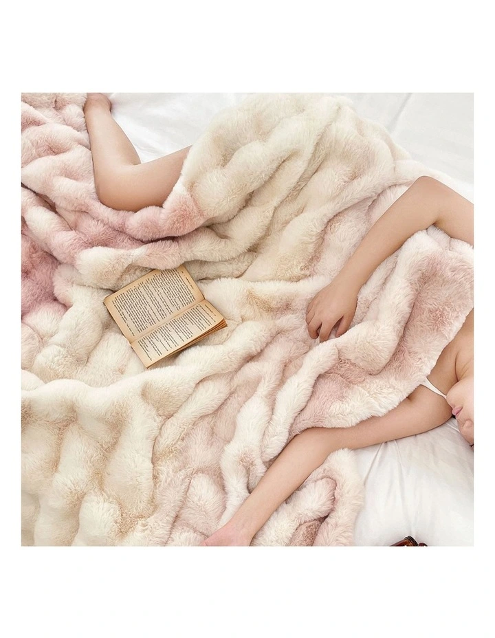 SOGA Light Pink Fur Fuzzy Throw Blanket 200x230cm image 6