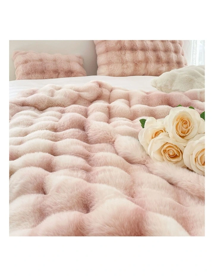 SOGA Light Pink Fur Fuzzy Throw Blanket 200x230cm image 7