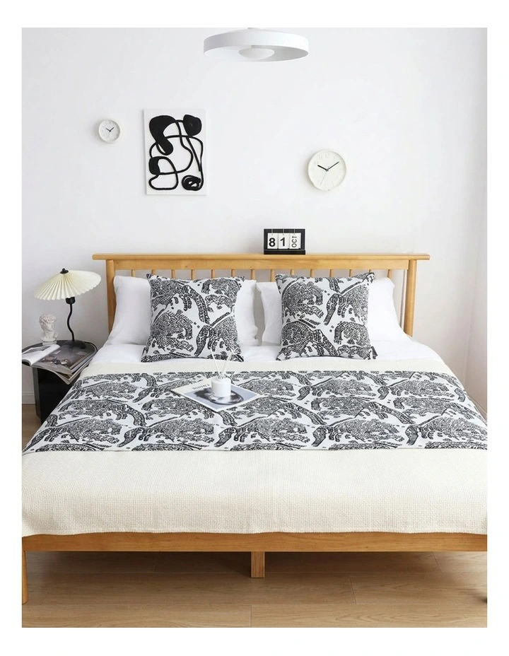 SOGA 1.5m Light Black Luxury Mottled Bed Runner Vintage Bedding Set of 3 image 3