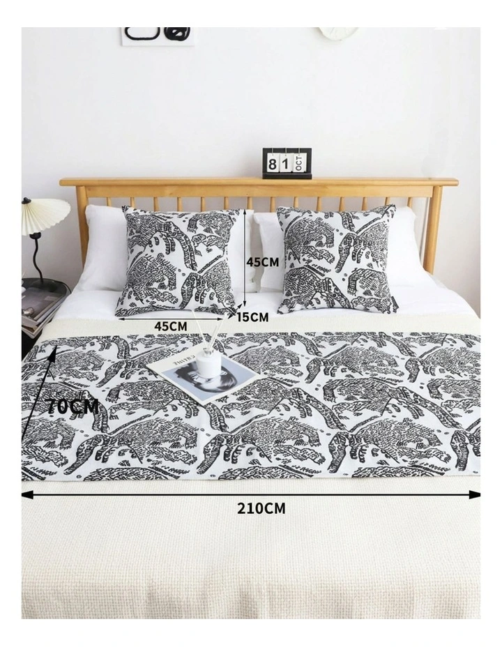 SOGA 1.5m Light Black Luxury Mottled Bed Runner Vintage Bedding Set of 3 image 5