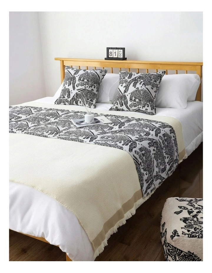 SOGA 1.5m Light Black Luxury Mottled Bed Runner Vintage Bedding Set of 3 image 7