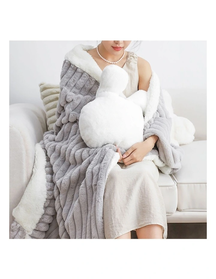 SOGA 2 Pack Smoke Gray Milk Velvet Throw Blanket 150x200cm image 3