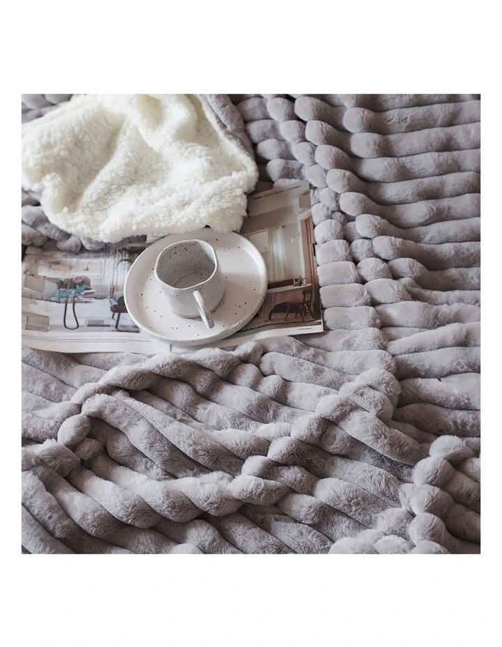 SOGA 2 Pack Smoke Gray Milk Velvet Throw Blanket 150x200cm image 4