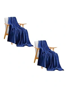 SOGA 2 Pack Blue Thin Flannel Throw Blanket 200x230cm