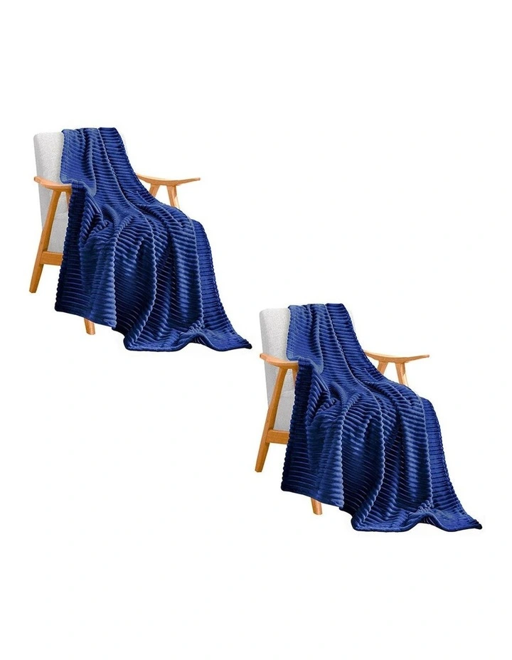 SOGA 2 Pack Blue Thin Flannel Throw Blanket 200x230cm image 1