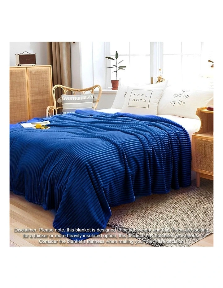 SOGA 2 Pack Blue Thin Flannel Throw Blanket 200x230cm image 2