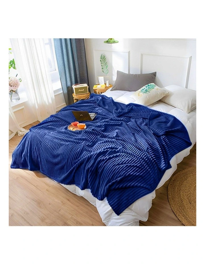 SOGA 2 Pack Blue Thin Flannel Throw Blanket 200x230cm image 3