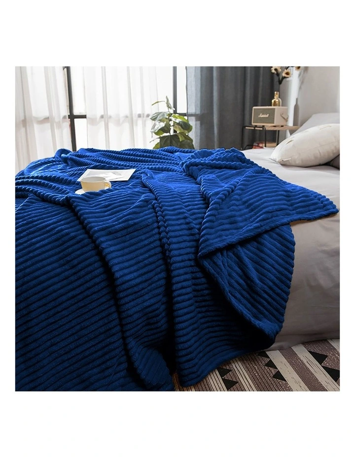 SOGA 2 Pack Blue Thin Flannel Throw Blanket 200x230cm image 4