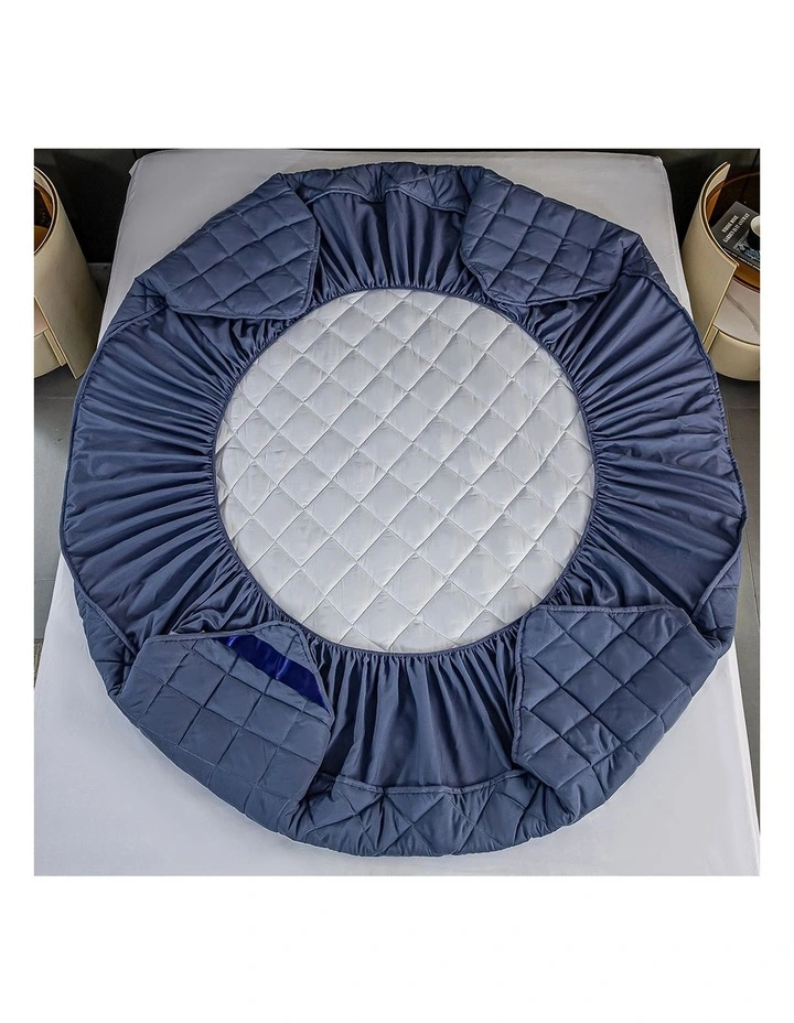 SOGA 2 Pack Blue Queen Cross-Hatch Quilted Mattress Cover Sets with 4 Pillowcases image 4
