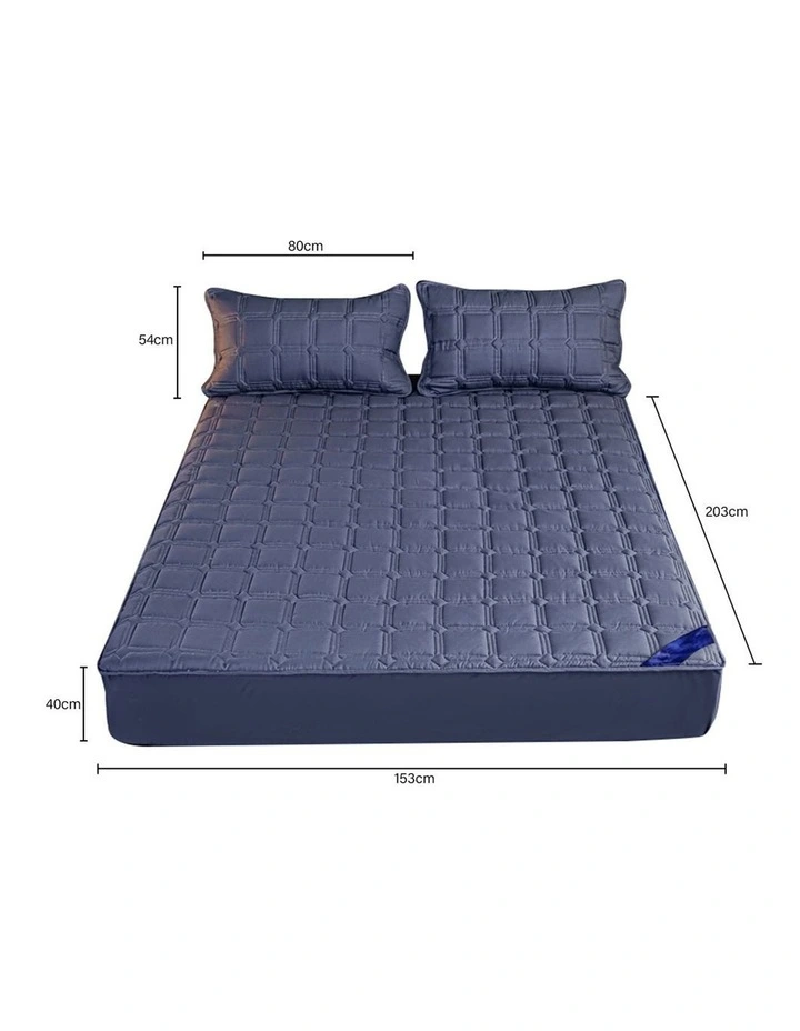 SOGA 2 Pack Blue Queen Cross-Hatch Quilted Mattress Cover Sets with 4 Pillowcases image 6