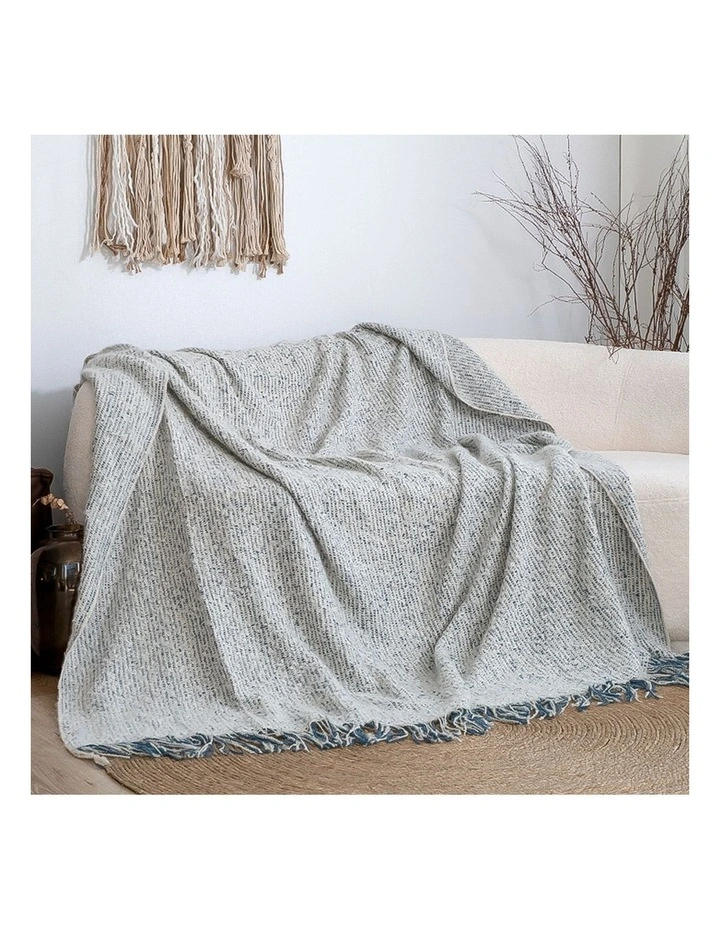 SOGA 2 Pack Light Blue Grey Tassel Throw Blanket 160x200cm image 2