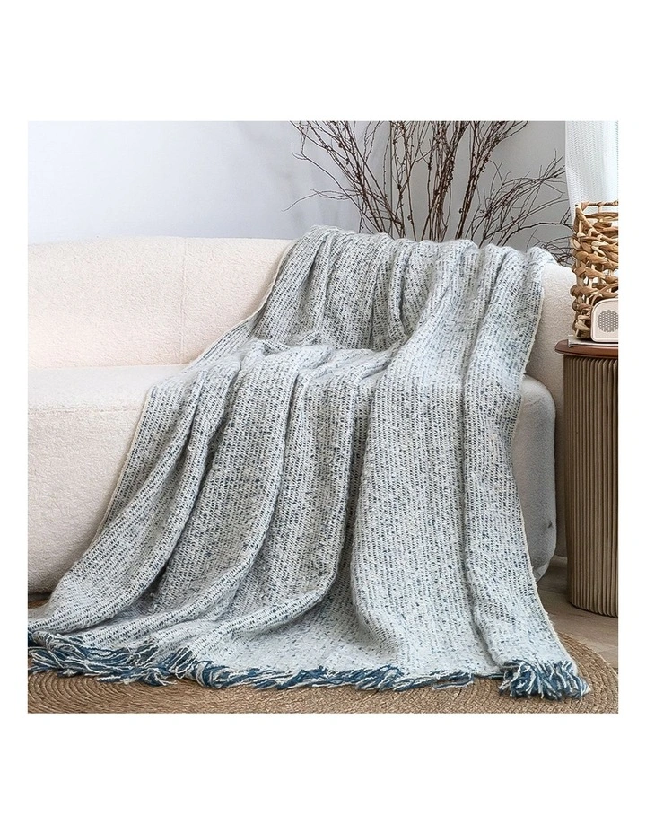SOGA 2 Pack Light Blue Grey Tassel Throw Blanket 160x200cm image 4