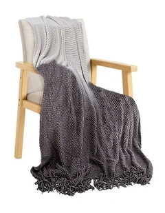 SOGA Star Grey Gradient Tassel Throw Blanket 127x170cm