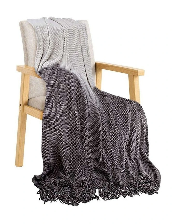 SOGA Star Grey Gradient Tassel Throw Blanket 127x170cm image 1