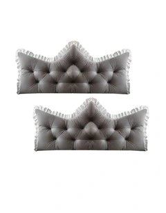 SOGA 2x 150cm Grey Tufted Crown Headboard Pillow Cushion Bed Backrest Bedroom Support Decor