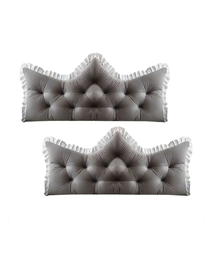 SOGA 2x 150cm Grey Tufted Crown Headboard Pillow Cushion Bed Backrest Bedroom Support Decor image 1