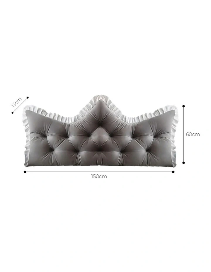 SOGA 2x 150cm Grey Tufted Crown Headboard Pillow Cushion Bed Backrest Bedroom Support Decor image 5