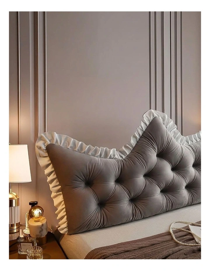 SOGA 2x 150cm Grey Tufted Crown Headboard Pillow Cushion Bed Backrest Bedroom Support Decor image 7