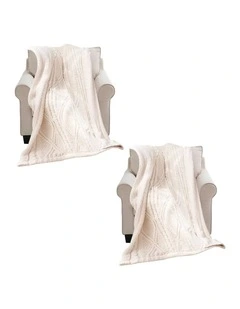 SOGA 2 Pack White Chenille Fleece Reversible Throw Blanket 200x230cm