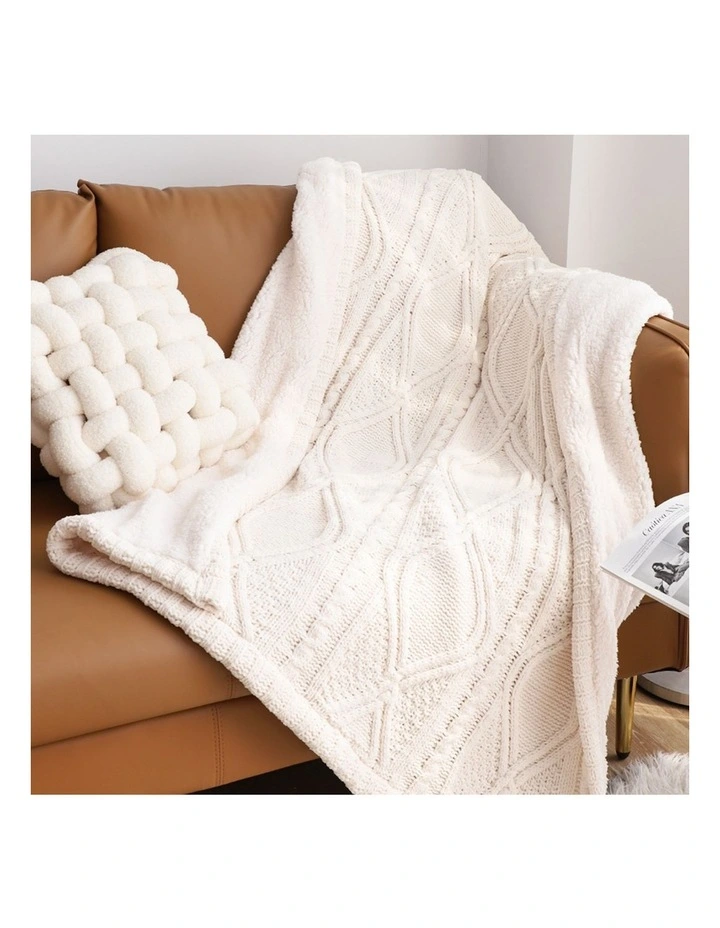 SOGA 2 Pack White Chenille Fleece Reversible Throw Blanket 200x230cm image 2