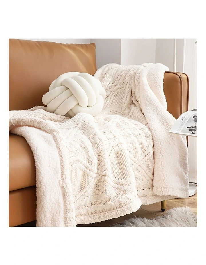 SOGA 2 Pack White Chenille Fleece Reversible Throw Blanket 200x230cm image 7
