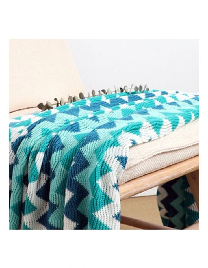 SOGA 2 Pack Blue Zigzag Striped Knitted Throw Blanket 130x170cm image 7