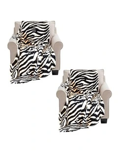 SOGA 2 Pack Black White Zebra Print Half Fleece Throw Blanket 130x170cm