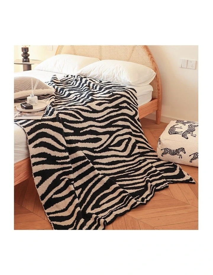 SOGA 2 Pack Black White Zebra Print Half Fleece Throw Blanket 130x170cm image 2