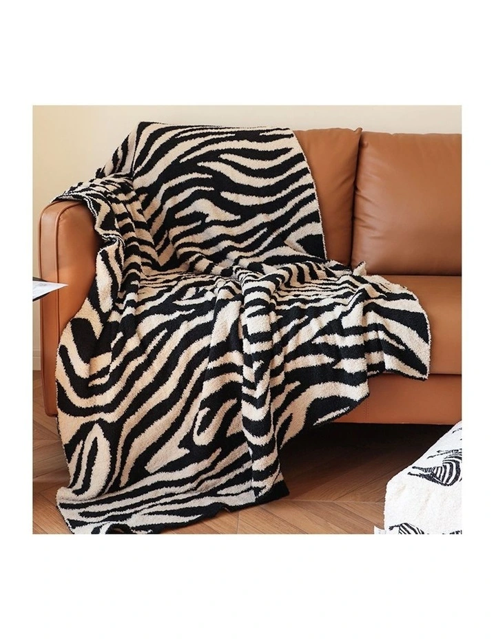 SOGA 2 Pack Black White Zebra Print Half Fleece Throw Blanket 130x170cm image 3