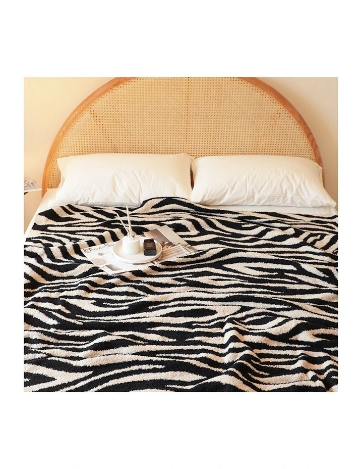 SOGA 2 Pack Black White Zebra Print Half Fleece Throw Blanket 130x170cm image 4