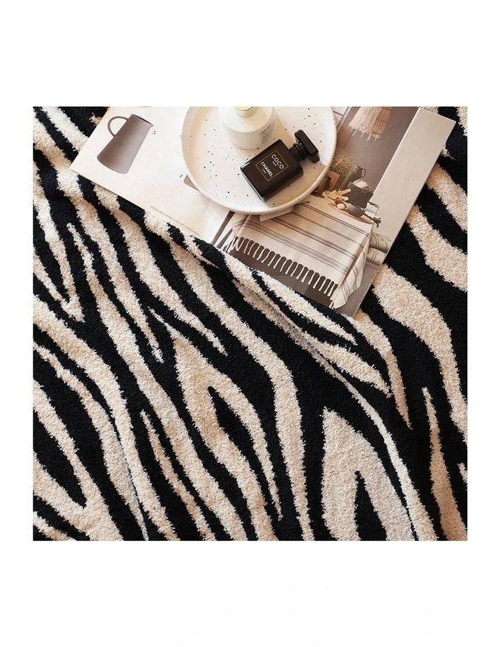 SOGA 2 Pack Black White Zebra Print Half Fleece Throw Blanket 130x170cm image 6
