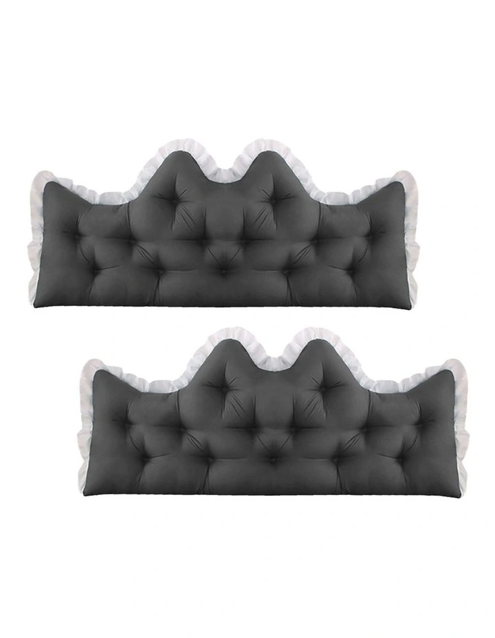 SOGA 2x90cm Crown Pillows Tufted Charcoal Headboard Cushion Set image 1